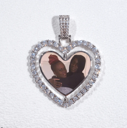 3D Spinning 2-Faced Heart Custom Picture Pendant