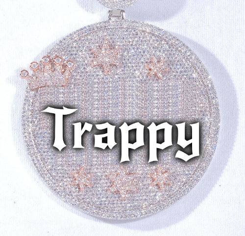 CUSTOM LETTER NECKLACE 3D BIG CROWN DISC