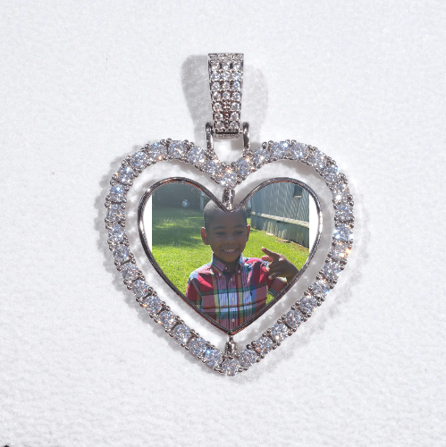 3D Spinning 2-Faced Heart Custom Picture Pendant
