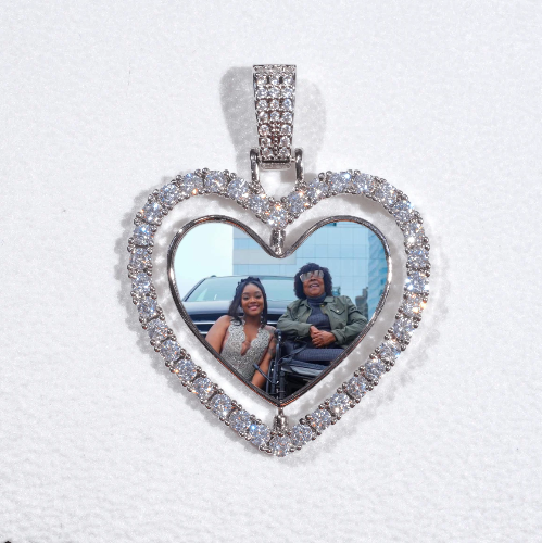 3D Spinning 2-Faced Heart Custom Picture Pendant