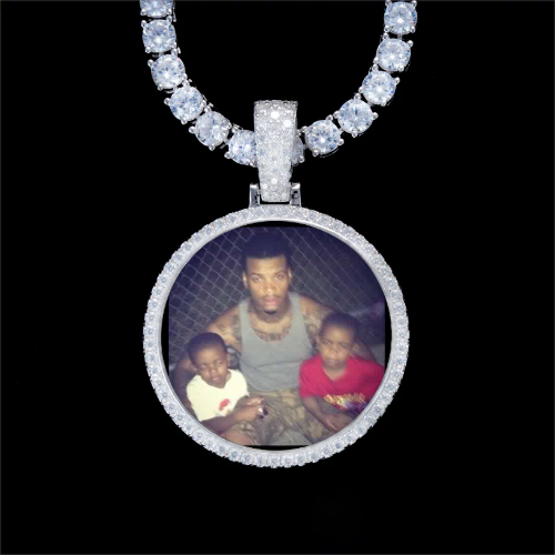 925S & VVS Moissanite 3D Circle Custom Picture Pendant