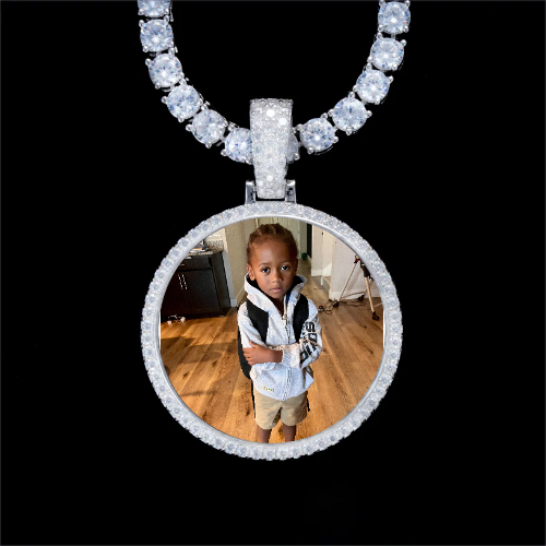 925S & VVS Moissanite 3D Circle Custom Picture Pendant