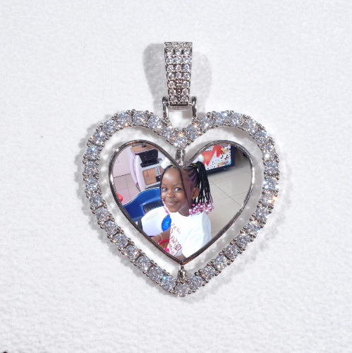 3D Spinning 2-Faced Heart Custom Picture Pendant