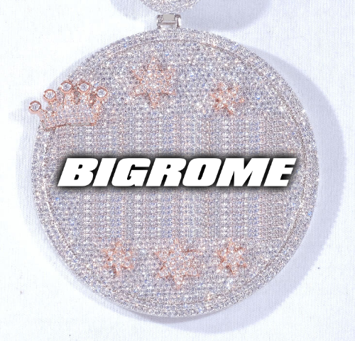 CUSTOM LETTER NECKLACE 3D BIG CROWN DISC