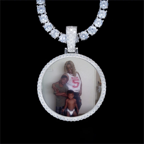 925S & VVS Moissanite 3D Circle Custom Picture Pendant