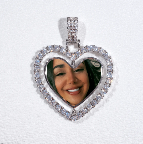 3D Spinning 2-Faced Heart Custom Picture Pendant