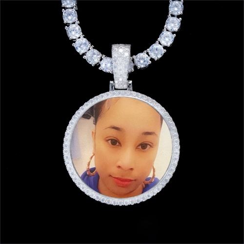 925S & VVS Moissanite 3D Circle Custom Picture Pendant