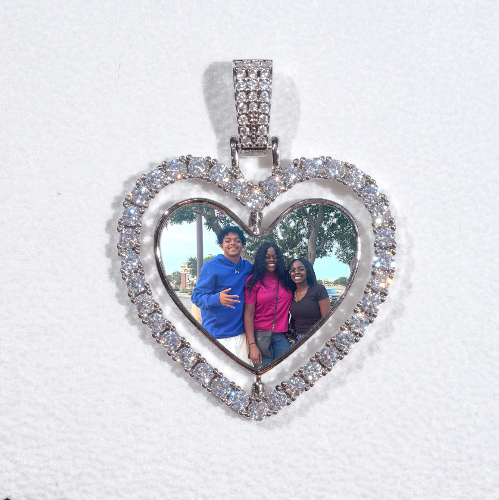 3D Spinning 2-Faced Heart Custom Picture Pendant