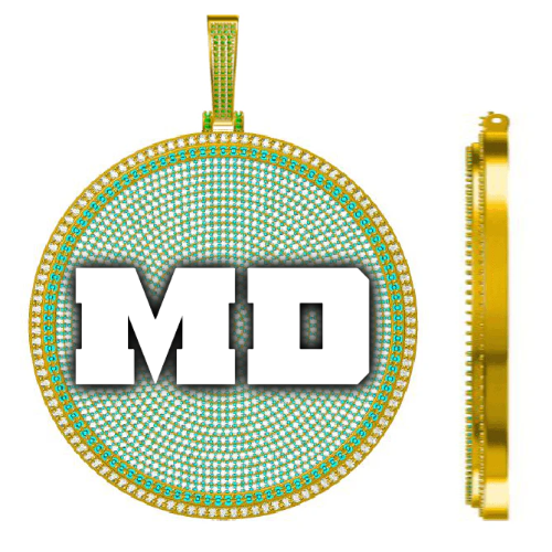 CUSTOM LETTER NECKLACE 3D BIG DISC
