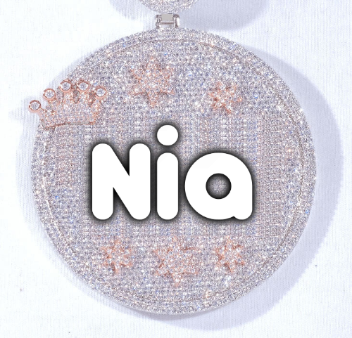CUSTOM LETTER NECKLACE 3D BIG CROWN DISC