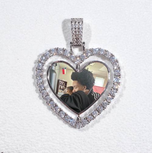 3D Spinning 2-Faced Heart Custom Picture Pendant