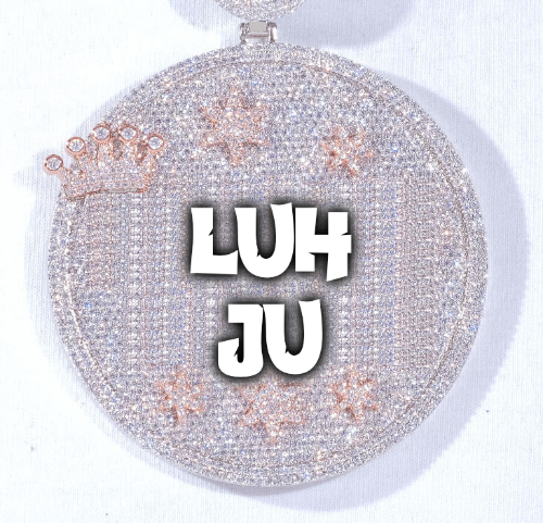 CUSTOM LETTER NECKLACE 3D BIG CROWN DISC