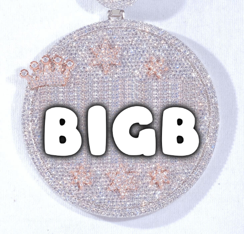 CUSTOM LETTER NECKLACE 3D BIG CROWN DISC