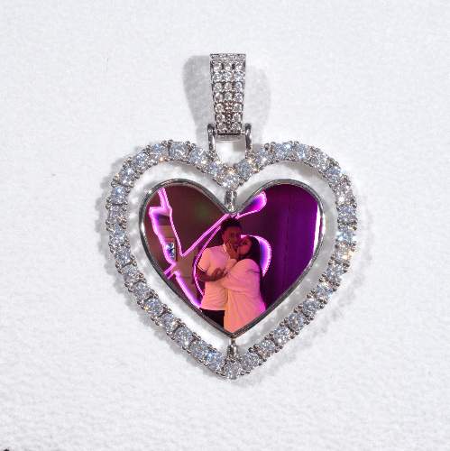 3D Spinning 2-Faced Heart Custom Picture Pendant