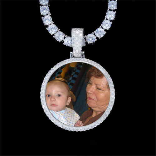 925S & VVS Moissanite 3D Circle Custom Picture Pendant