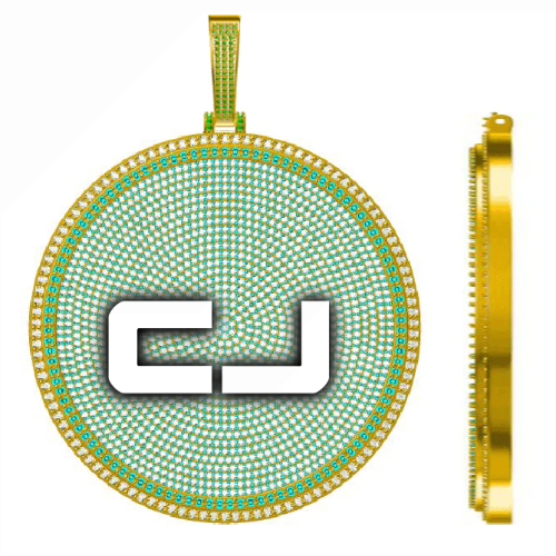 CUSTOM LETTER NECKLACE 3D BIG DISC