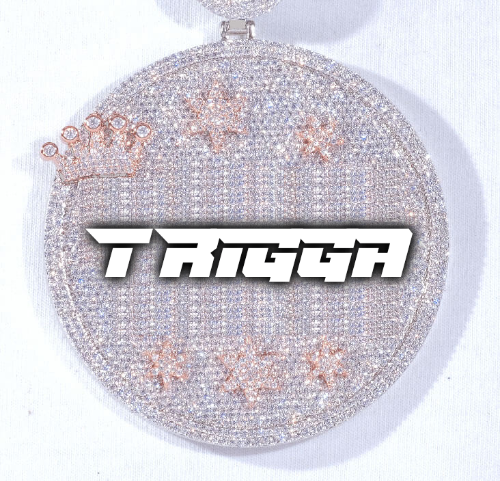 CUSTOM LETTER NECKLACE 3D BIG CROWN DISC
