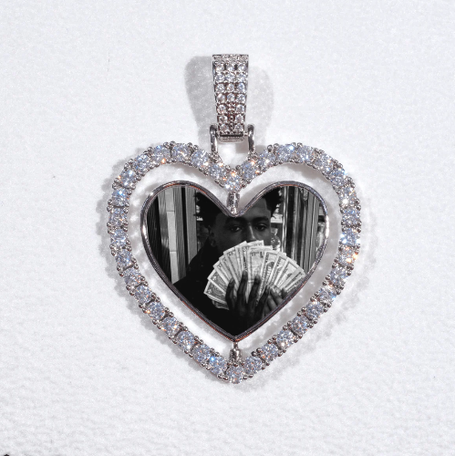 3D Spinning 2-Faced Heart Custom Picture Pendant