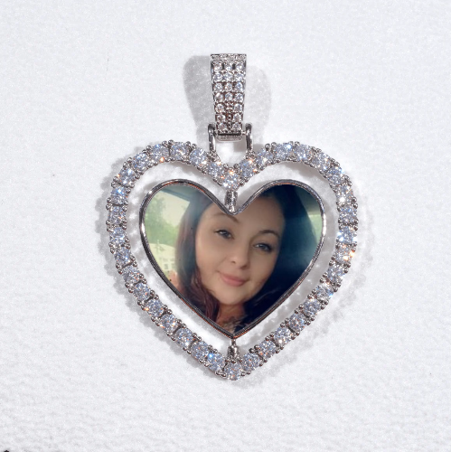 3D Spinning 2-Faced Heart Custom Picture Pendant