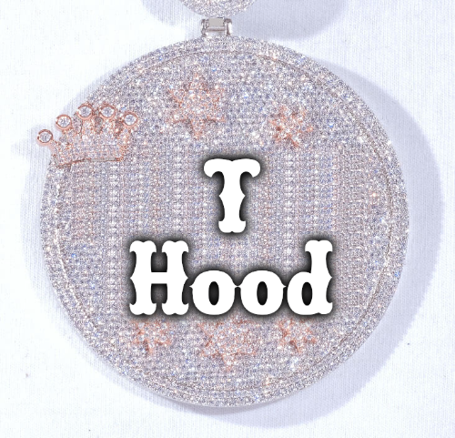 CUSTOM LETTER NECKLACE 3D BIG CROWN DISC