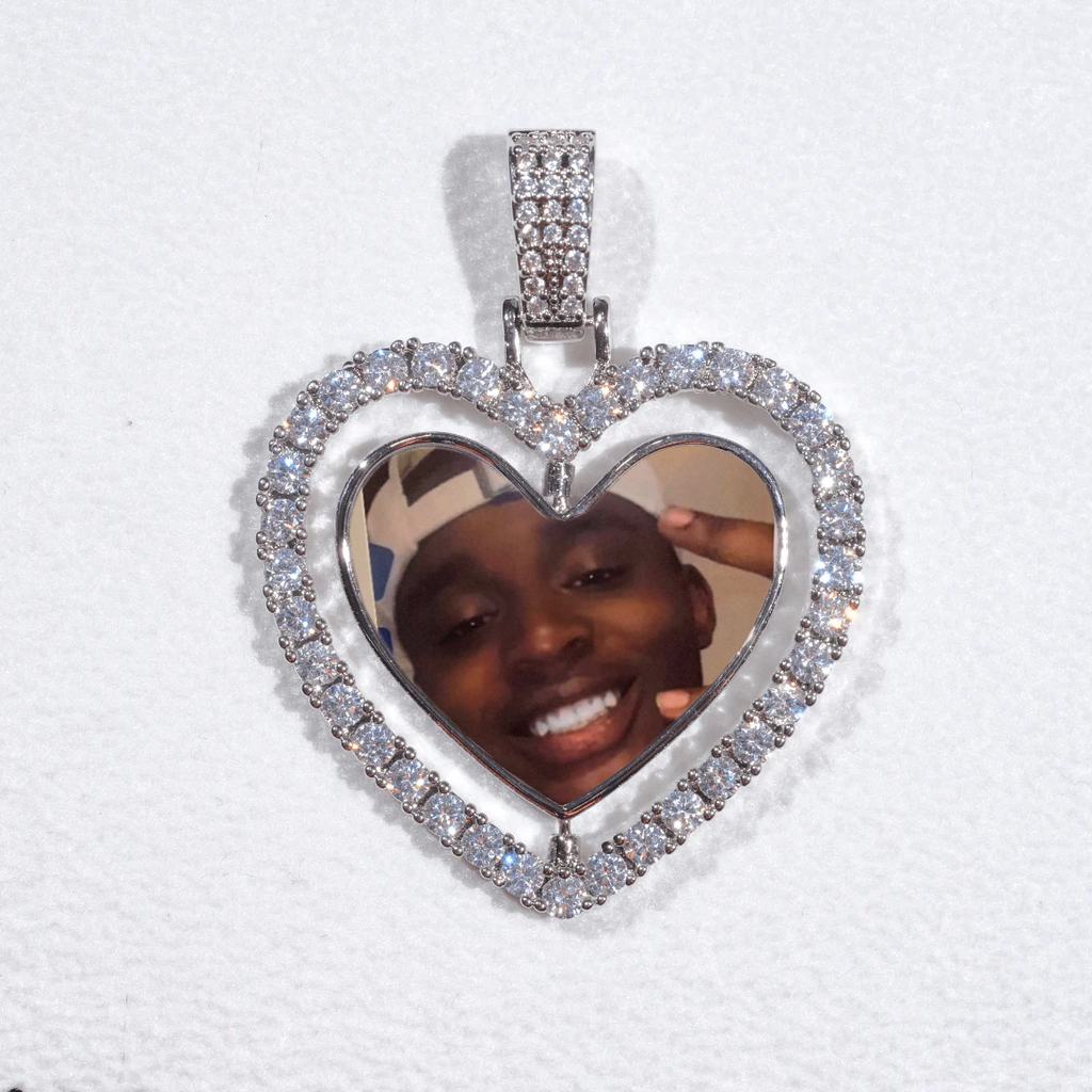 3D Spinning 2-Faced Heart Custom Picture Pendant