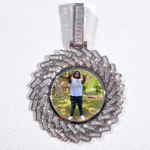 Large 3D Baguette Custom Picture Pendant
