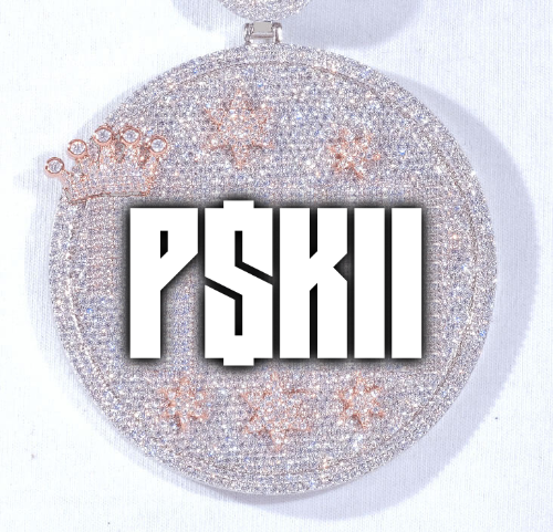 CUSTOM LETTER NECKLACE 3D BIG CROWN DISC