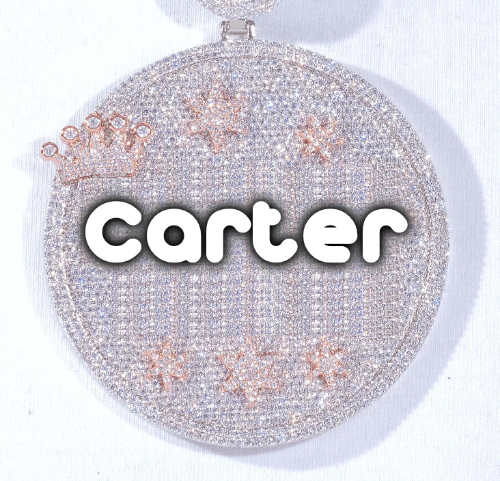 CUSTOM LETTER NECKLACE 3D BIG CROWN DISC