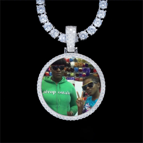 925S & VVS Moissanite 3D Circle Custom Picture Pendant