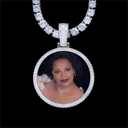 925S & VVS Moissanite 3D Circle Custom Picture Pendant