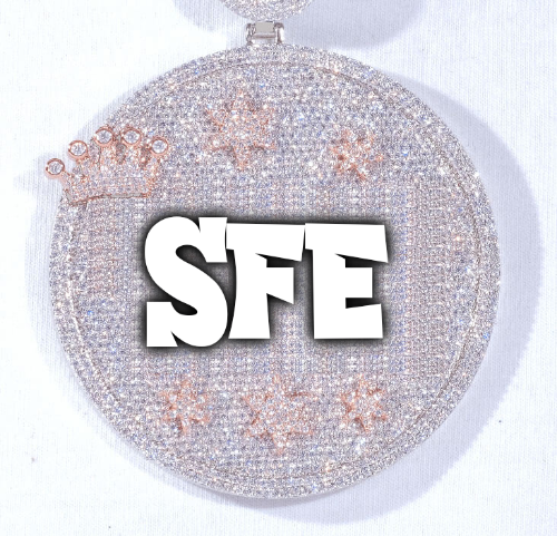 CUSTOM LETTER NECKLACE 3D BIG CROWN DISC
