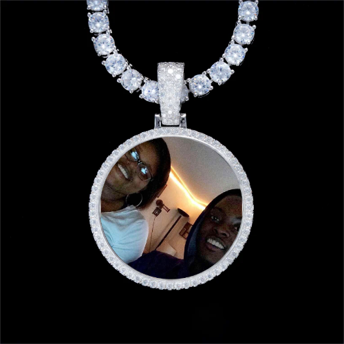 925S & VVS Moissanite 3D Circle Custom Picture Pendant