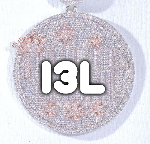 CUSTOM LETTER NECKLACE 3D BIG CROWN DISC