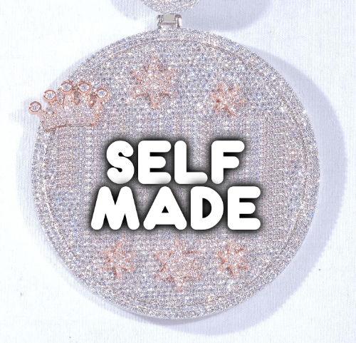 CUSTOM LETTER NECKLACE 3D BIG CROWN DISC