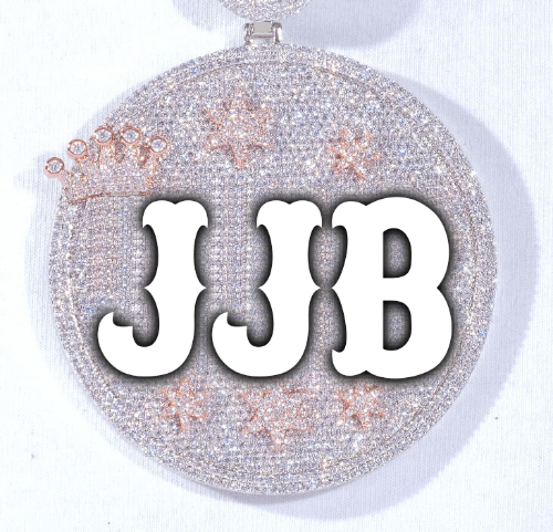 CUSTOM LETTER NECKLACE 3D BIG CROWN DISC
