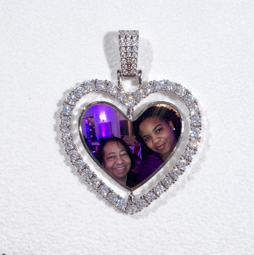 3D Spinning 2-Faced Heart Custom Picture Pendant