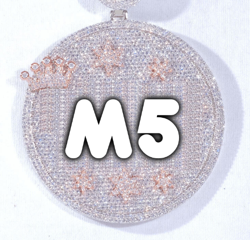 CUSTOM LETTER NECKLACE 3D BIG CROWN DISC
