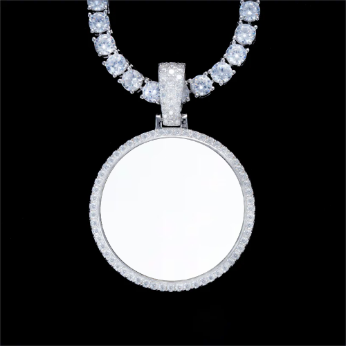 925S & VVS Moissanite 3D Circle Custom Picture Pendant