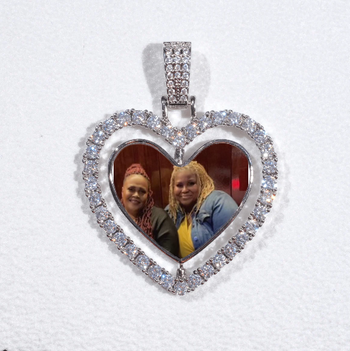 3D Spinning 2-Faced Heart Custom Picture Pendant