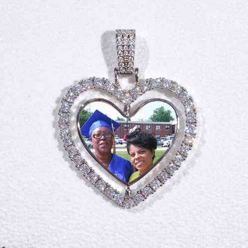 3D Spinning 2-Faced Heart Custom Picture Pendant