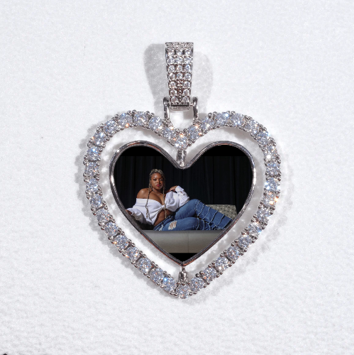 3D Spinning 2-Faced Heart Custom Picture Pendant