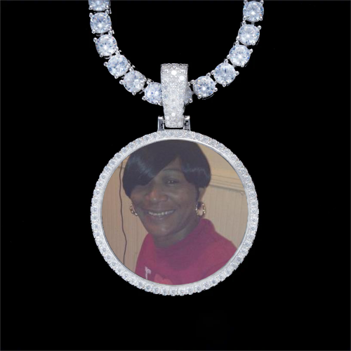 925S & VVS Moissanite 3D Circle Custom Picture Pendant