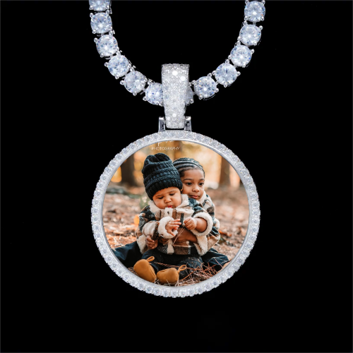 925S & VVS Moissanite 3D Circle Custom Picture Pendant