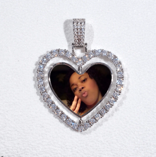 3D Spinning 2-Faced Heart Custom Picture Pendant