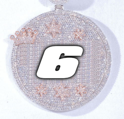 CUSTOM LETTER NECKLACE 3D BIG CROWN DISC