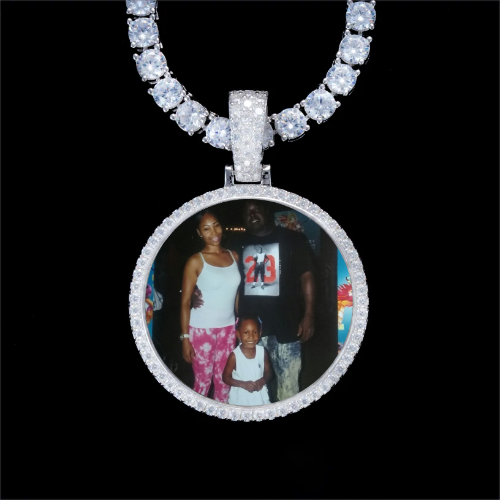 925S & VVS Moissanite 3D Circle Custom Picture Pendant