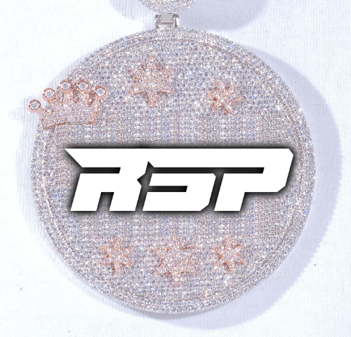 CUSTOM LETTER NECKLACE 3D BIG CROWN DISC