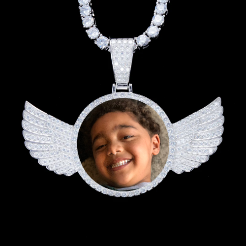 925S & VVS Moissanite 3D Wing Custom Picture Pendant
