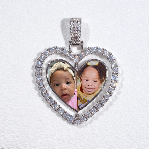 3D Spinning 2-Faced Heart Custom Picture Pendant