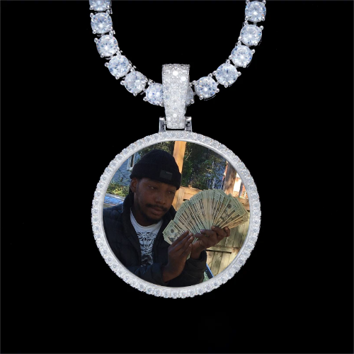 925S & VVS Moissanite 3D Circle Custom Picture Pendant